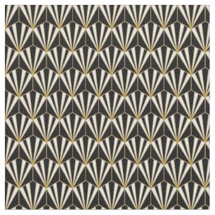 Fabric - Black White Gold Art Deco Stof