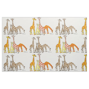 Fabric Giraffe familie Stof
