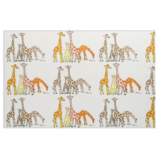 Fabric Giraffe familie Stof
