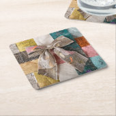 Fabric Ribbon Bow Coaster Vierkante Kartonnen Onderzetter (Schuin)