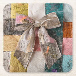 Fabric Ribbon Bow Coaster Vierkante Kartonnen Onderzetter