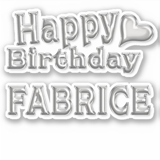 Fabrice Happy Birthday silver Aufkleber Sticker (Voorkant)