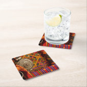 Fabrics, Bhutan Vierkante Kartonnen Onderzetter (Insitu)