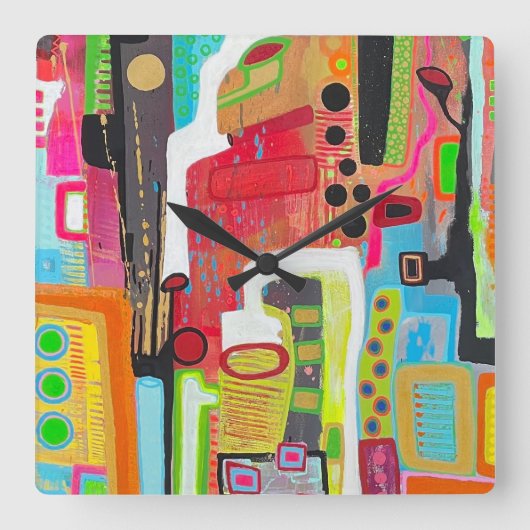 Fabriekswerk Wandklok Vierkante Klok (Voorkant)