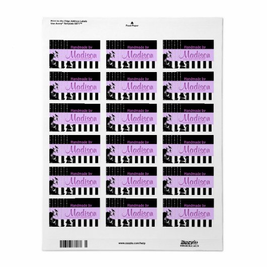 Fabriqué à la main par - étiquette (Feuille entière)