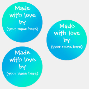 "Fabriqué avec amour par" Turquoises Étiquettes pe