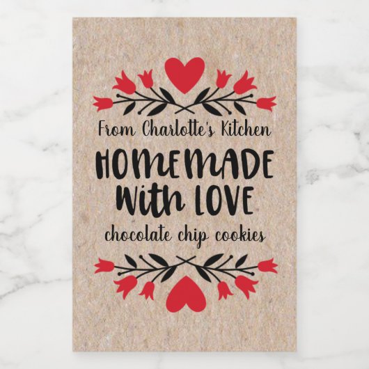 Fabriqué avec l'amour Étiquette de nourriture et d (Étiquettes simples)