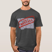Fabriqué dans Montana Grunge Map Mens Grey T-shirt (Devant)