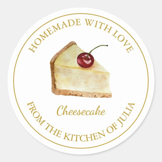 Fabriqué maison avec amour Étiquette Cheesecake | (Devant)