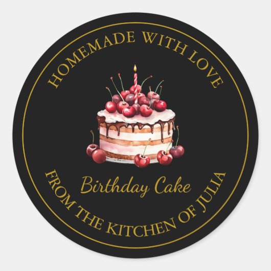 Fabriqué maison avec amour Étiquette de gâteau d'a (Devant)