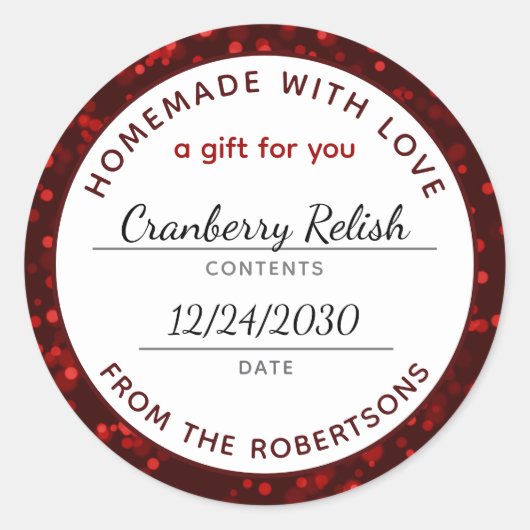 Fabriqué maison avec Amour Rouge Noël Étiquette al (Devant)