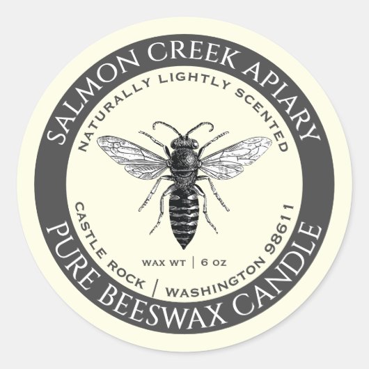Fabriqué Par Bees Queen Bee Cire Étiquette Iivoire (Devant)