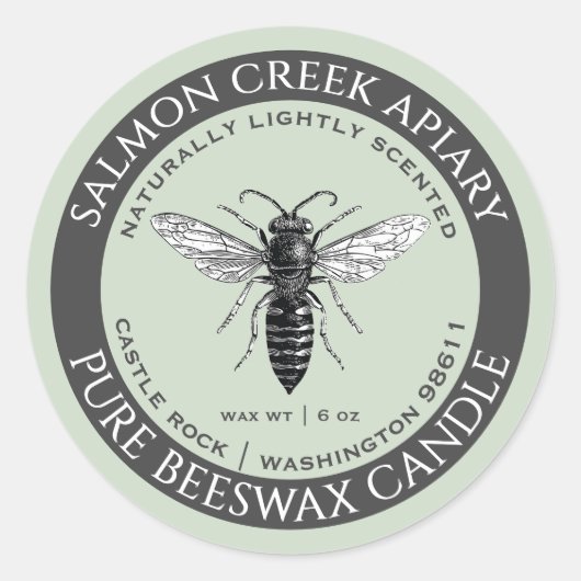 Fabriqué Par Bees Queen Bee Cire Étiquette Sage (Devant)