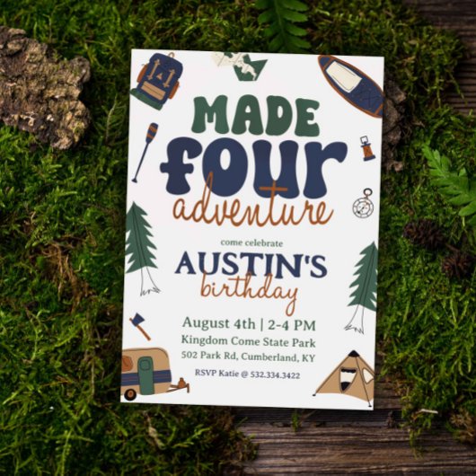 Fabriqué pour l'aventure 4e invitation anniversair