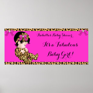 Fabulair Baby shower Baby Cute Girl Leopard Pink 2 Poster