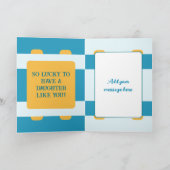 Fabulaire dochterfoto genaamd blauwe gele verjaard kaart (Binnen)