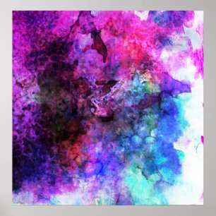 Fabulaire Paarse Waterverf Abstract Poster
