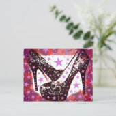 Fabulaire roze roze Paarse hoge-heelsterren met gl Briefkaart (Staand voorkant)