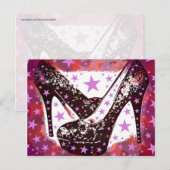Fabulaire roze roze Paarse hoge-heelsterren met gl Briefkaart (Voorkant / Achterkant)