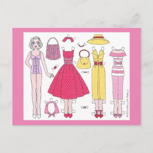 Fabulaire vijvers: Briefkaart Marilyn Paper Doll