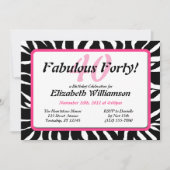 Fabuleux 40 Invitations d'anniversaire Zebra Print (Devant)