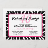 Fabuleux 40 Invitations d'anniversaire Zebra Print (Devant / Derrière)