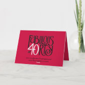 Fabuleux 40 noir blanc rouge carte d'anniversaire (Dos)