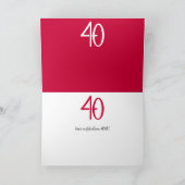 Fabuleux 40 noir blanc rouge carte d'anniversaire (Intérieur)