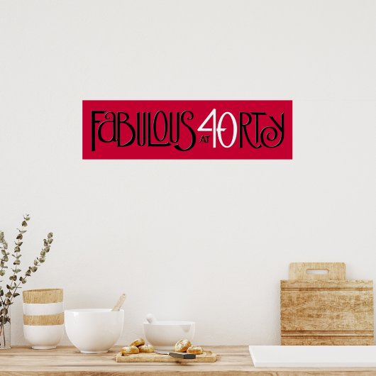 Fabuleux 40 noir blanc rouge Long Poster (Cuisine)