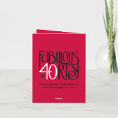 Fabuleux 40 noir blanc rouge Merci Carte de note (Dos)