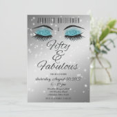 Fabuleux 50 Black Aqua Glam Eyes Invitation (Debout devant)