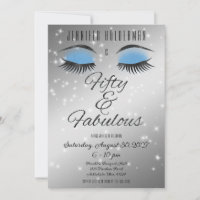 Fabuleux 50 Black Blue Glam Eyes Invitation
