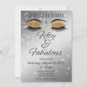 Fabuleux 50 Black Gold Glam Eyes Invitation (Devant)