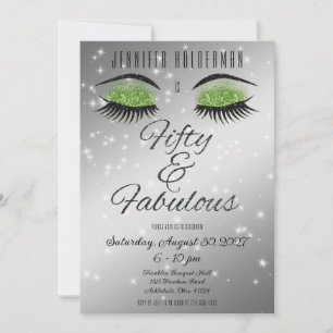 Fabuleux 50 Black Green Glam Eyes Invitation
