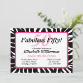 Fabuleux 50 Invitations d'anniversaire Zebra Print (Debout devant)