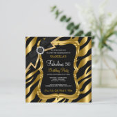 Fabuleux 50 Pearl Gold Bow Black Zebra Invitation (Debout devant)