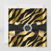 Fabuleux 50 Pearl Gold Bow Black Zebra Invitation (Dos)