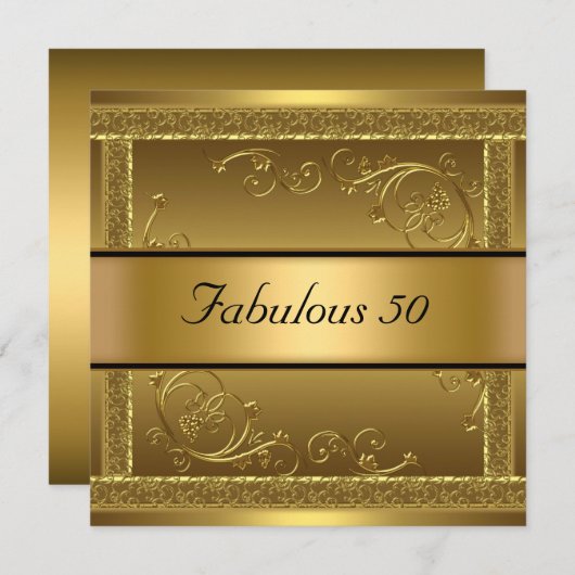 Fabuleux 50e anniversaire de fête Gold Invitation (Devant / Derrière)