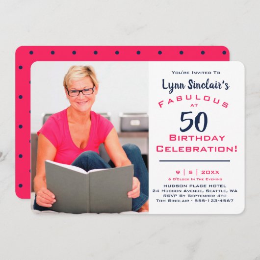 Fabuleux À 50 Anniversaire Célébration Invitation (Devant / Derrière)