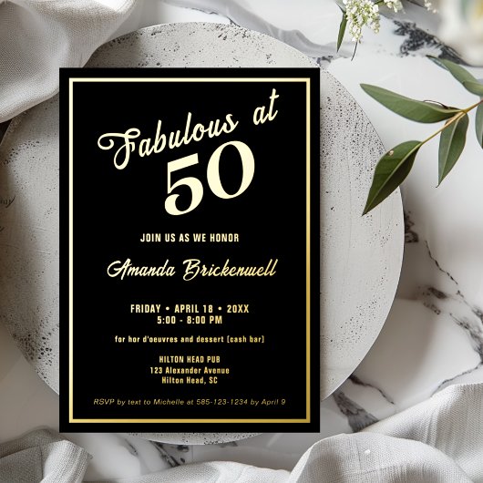 Fabuleux à 50 Anniversaire Foil Invitation