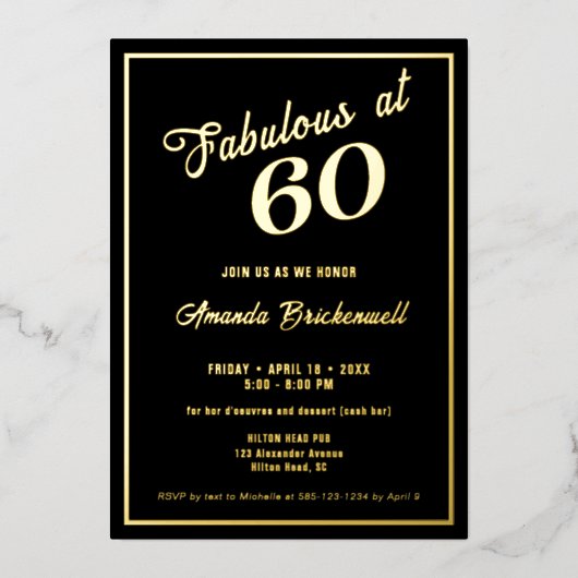 Fabuleux à 60 Anniversaire Foil Invitation (Recto)
