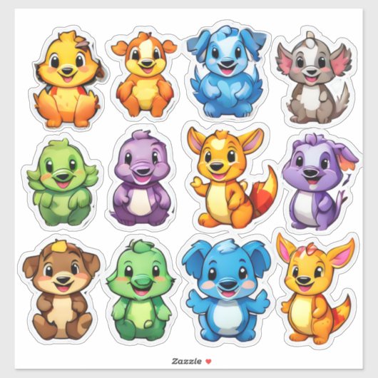 Fabuleux ensemble de stickers animaliers (Feuille)