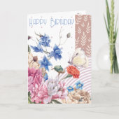 Fabuleux Floral & Patchwork Carte d'anniversaire (Devant)