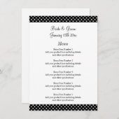 Fabuleux menu mariage pois noir et blanc (Devant / Derrière)