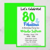 Fabuleux Neon Anniversaire Fête Invitation (Devant / Derrière)