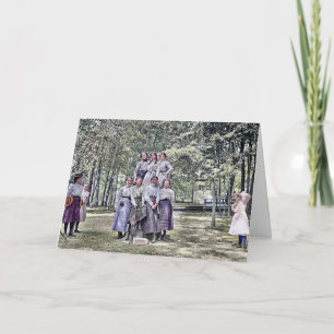 FABULOUS 1890'S JONGE VROUWENMEISJES HAND COLORED KAART