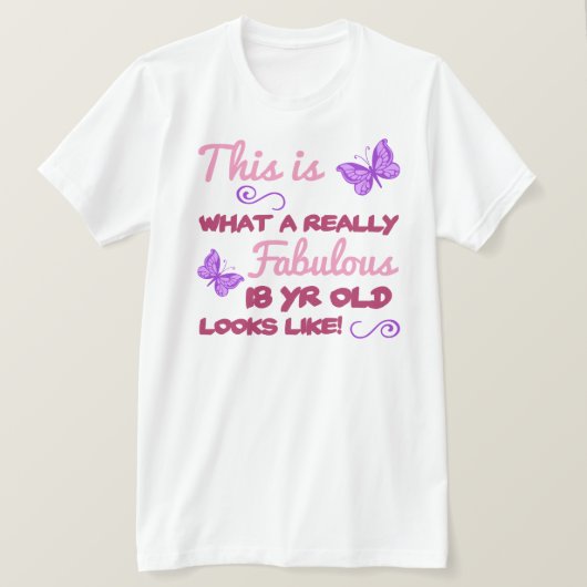 Fabulous 18th Birthday T-shirt (Design voorkant)