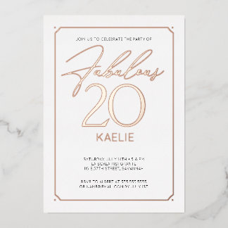Fabulous 20 Elegant 20th Birthday Folie Invitation Uitnodiging
