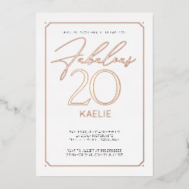 Fabulous 20 Elegant 20th Birthday Folie Invitation Uitnodiging