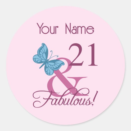 Fabulous 21st Birthday Ronde Sticker (Voorkant)